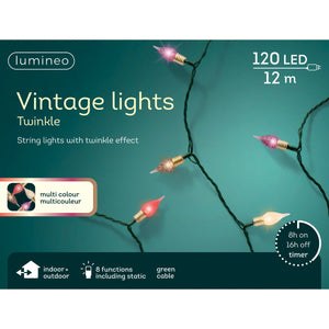 120 LED Lichterkette im Vintage-Stil, mehrfarbig, 12 m