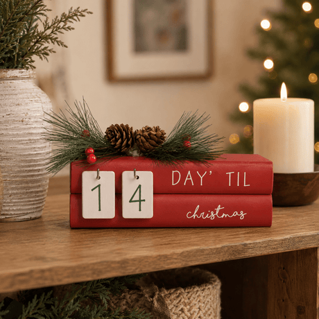 Christmas Countdown Advent Book Decoration 18.5cm - XMAS ROOM DECORATION - LIGHT UP - Beattys of Loughrea