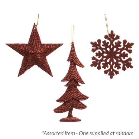 Decoris Hanging Glitter Tree Decoration, Red - Assorted - One Supplied* - XMAS BAUBLES - Beattys of Loughrea