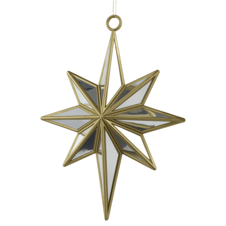 Hanging Gold Star Decoration 28cm - XMAS HANGING DECOS - Beattys of Loughrea