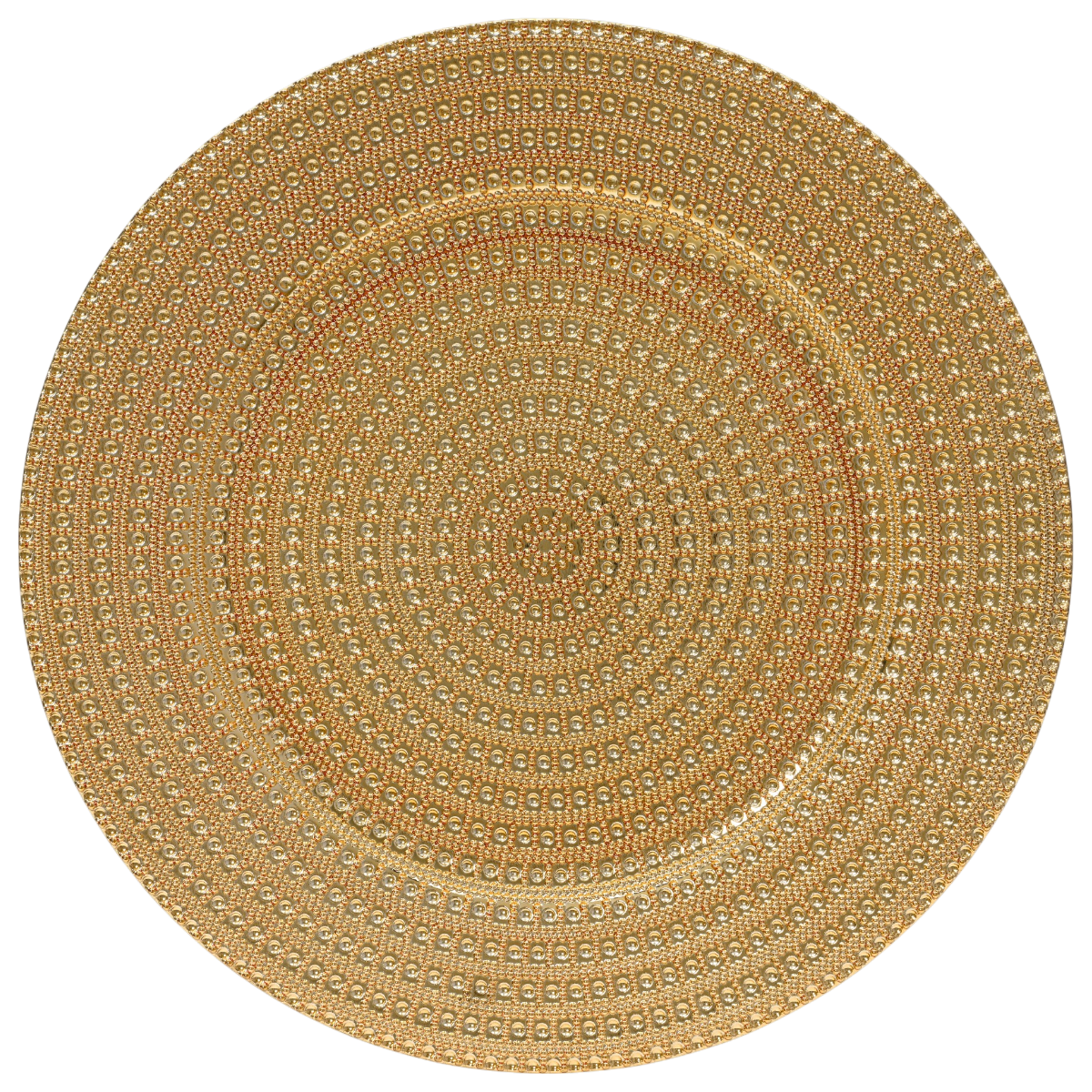 Assiette décorative ronde dorée avec points en relief 33cm