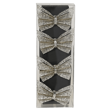Silver Bow Napkin Ring Set of 4 - XMAS ACCESSORIES - Beattys of Loughrea
