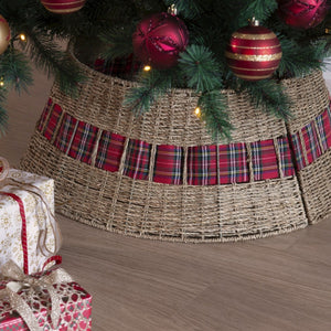 Anneau de jupe de sapin en jonc de mer avec détails en tartan 70 cm