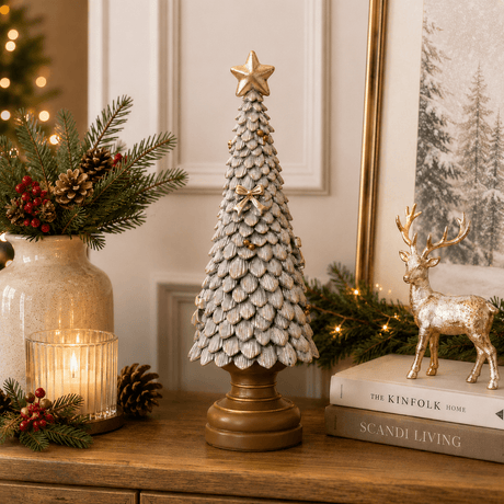 Silver Glitter Christmas Tree Decoration 36cm - XMAS ROOM DECORATION - LIGHT UP - Beattys of Loughrea