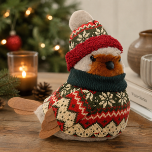 Christmas Robin Decoration with Festive Hat & Jumper