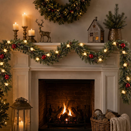 Kaprun LED Garland Battery Operated with Timer 270cm - XMAS GARLANDS - Beattys of Loughrea