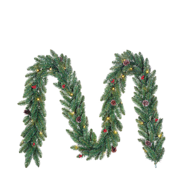 Creston LED Battery Operated Garland Green 270cm