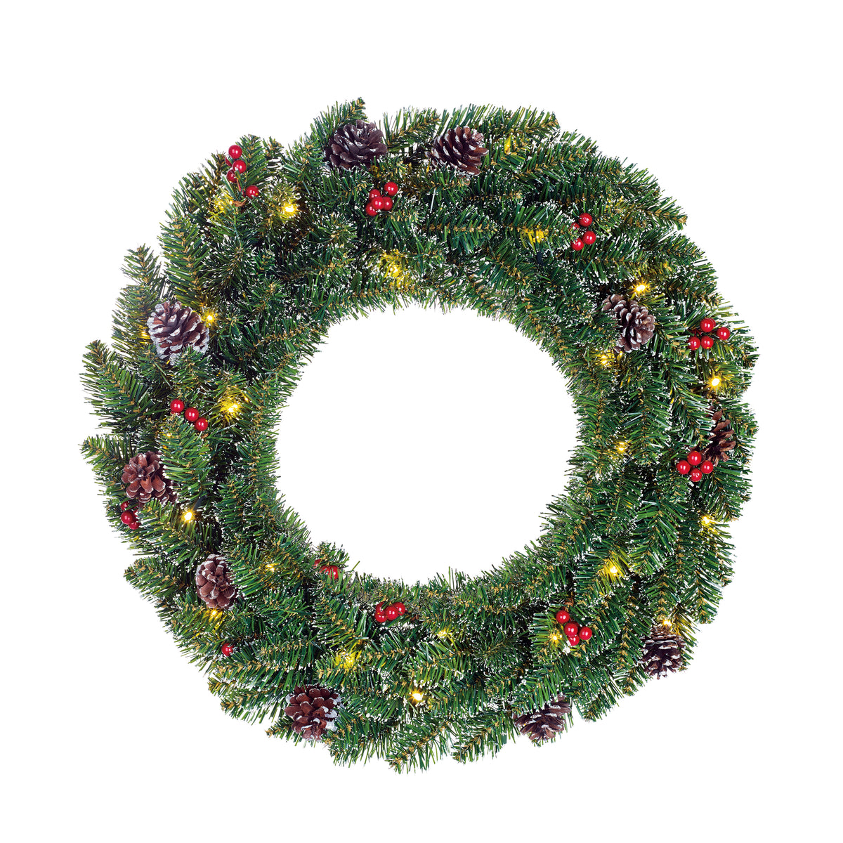 Creston LED Battery Operated Wreath Green 60cm