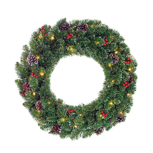 Creston LED Battery Operated Wreath Green 60cm