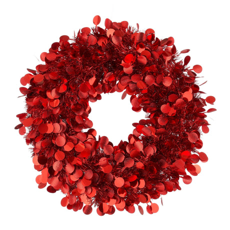 Confetti Tinsel Wreath Red 46cm - XMAS WREATHS - Beattys of Loughrea