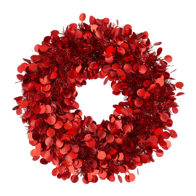 Confetti Tinsel Wreath Red 46cm