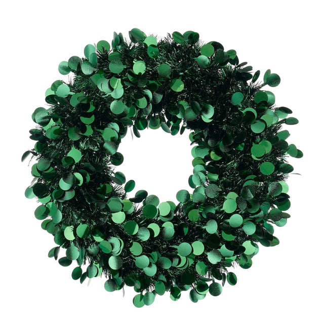 Confetti Tinsel Wreath Green 46cm