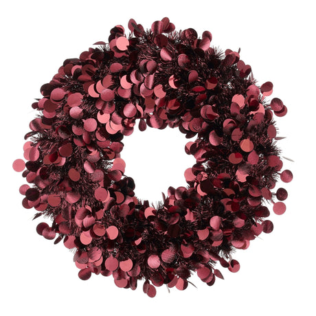 Confetti Tinsel Wreath Bordeaux 46cm - XMAS WREATHS - Beattys of Loughrea