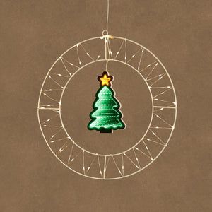 LED Christmas Tree Window Wreath with Timer 41cm