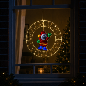 LED Santa Window Wreath with Timer 41cm