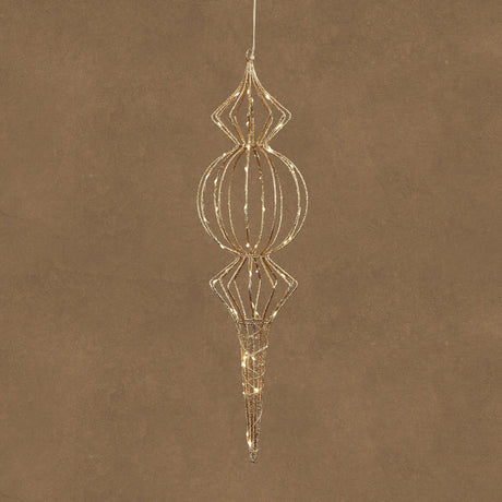 LED Champagne Hanging Finial Battery Operated with Timer 60cm - XMAS ROOM DECORATION - LIGHT UP - Beattys of Loughrea