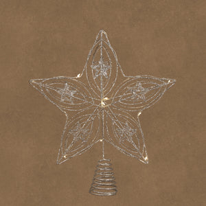 LED Silver Tree Top Star Battery Operated with Timer 30cm