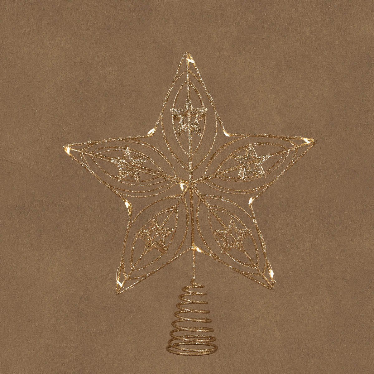 LED Champagne Tree Top Star Battery Operated with Timer 30cm