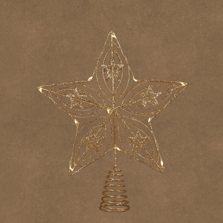 LED Champagne Tree Top Star Battery Operated with Timer 30cm - XMAS DECORATIONS - Beattys of Loughrea