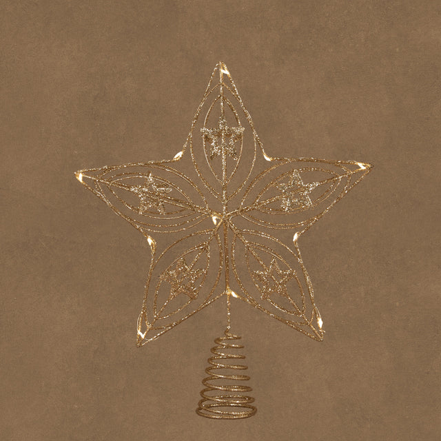 LED Champagne Tree Top Star Battery Operated with Timer 30cm