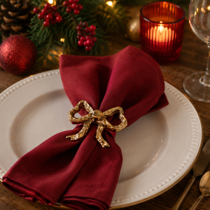 Gold Bow Napkin Rings Set of 4