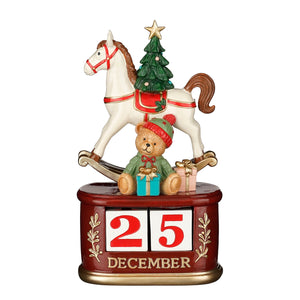 Christmas Rocking Horse Block Calendar Red 23.5cm