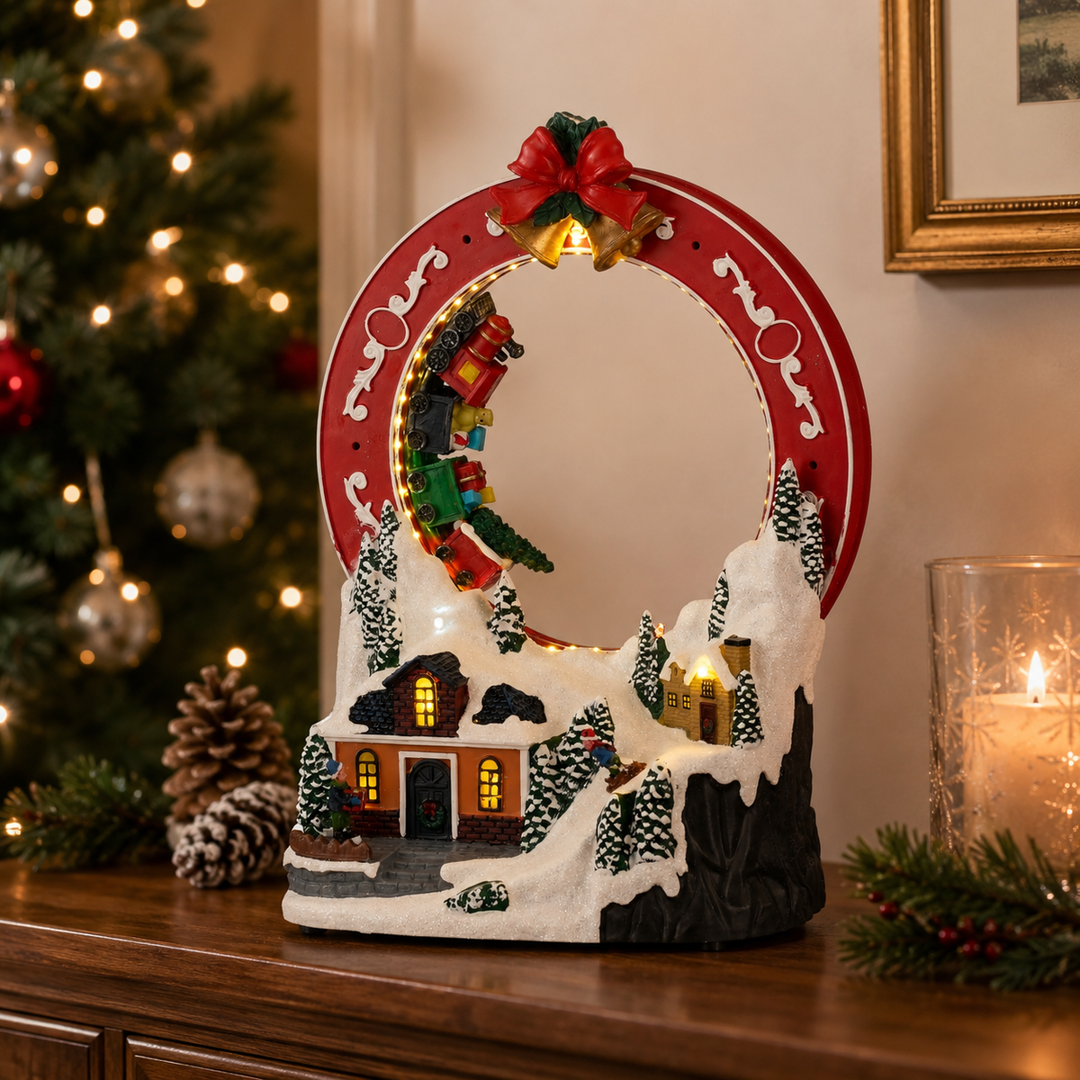 Winter Scenery with Moving Train Battery Operated 27cm