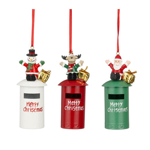 Santa Snowman & Reindeer on Postbox Hanging Decoration Assorted – One Supplied*