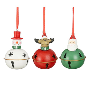 Santa, Snowman & Reindeer Bell Hanging Ornament Assorted – One Supplied*