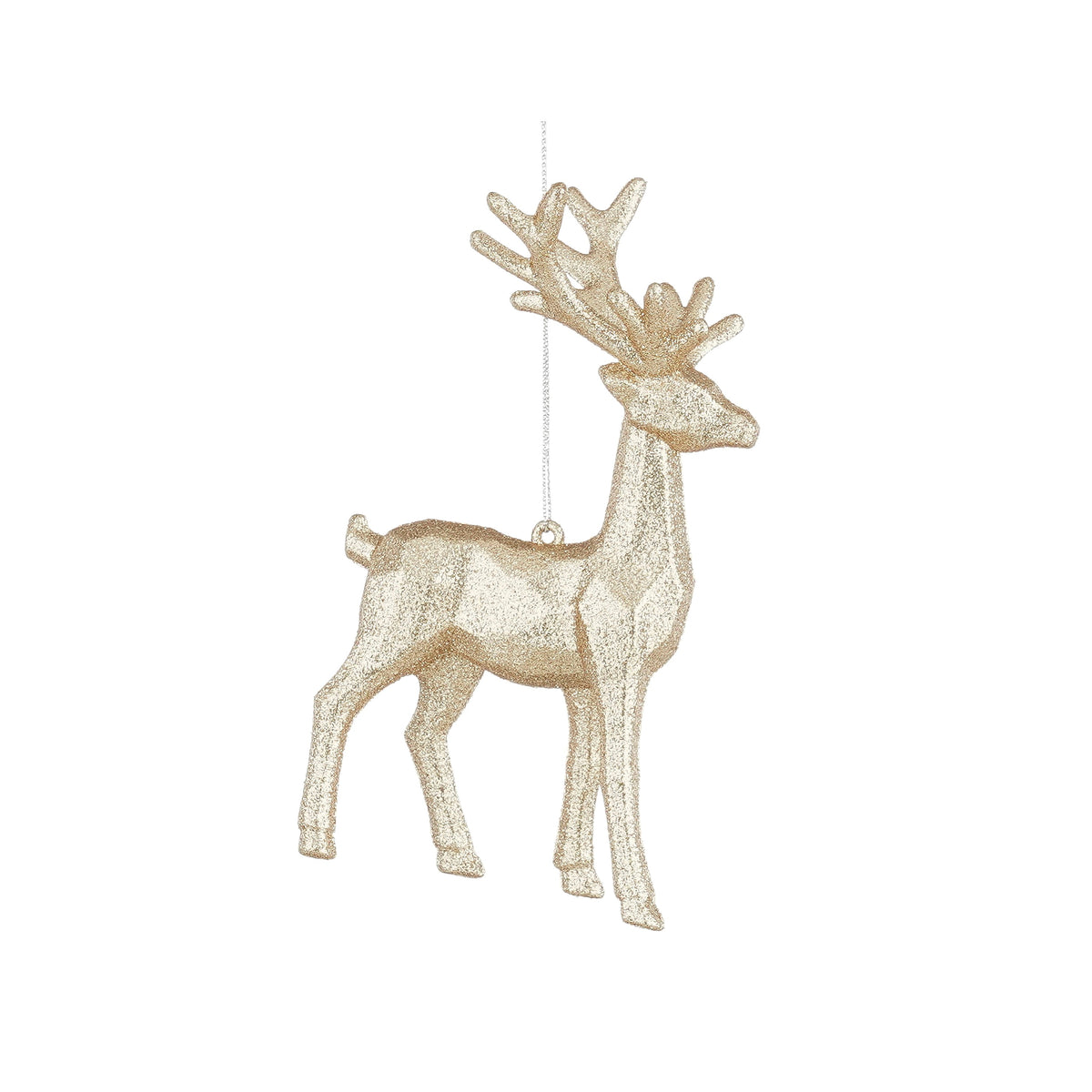 Glitter Champagne Reindeer Hanging Christmas Decoration 15cm