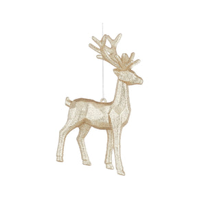 Glitter Champagne Reindeer Hanging Christmas Decoration 15cm