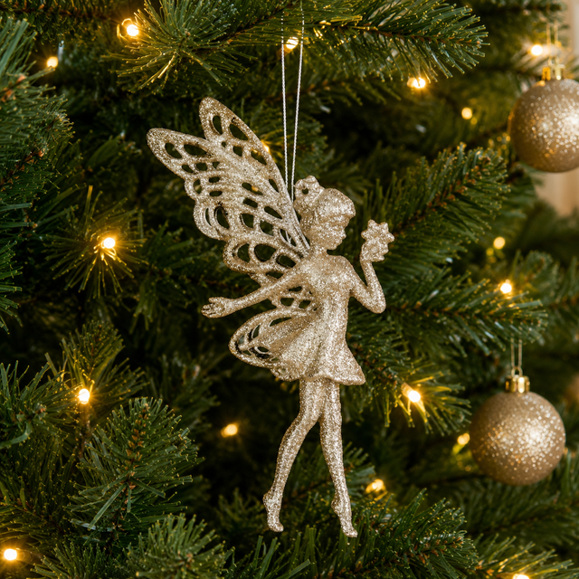 Glitter Fairy Hanging Christmas Decoration 15cm