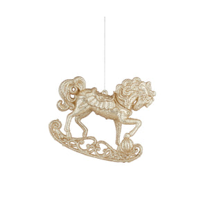 Glitter Rocking Horse Hanging Christmas Decoration 9cm