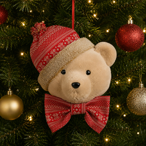 Plush Teddy Bear Head Hanging Christmas Decoration 30cm