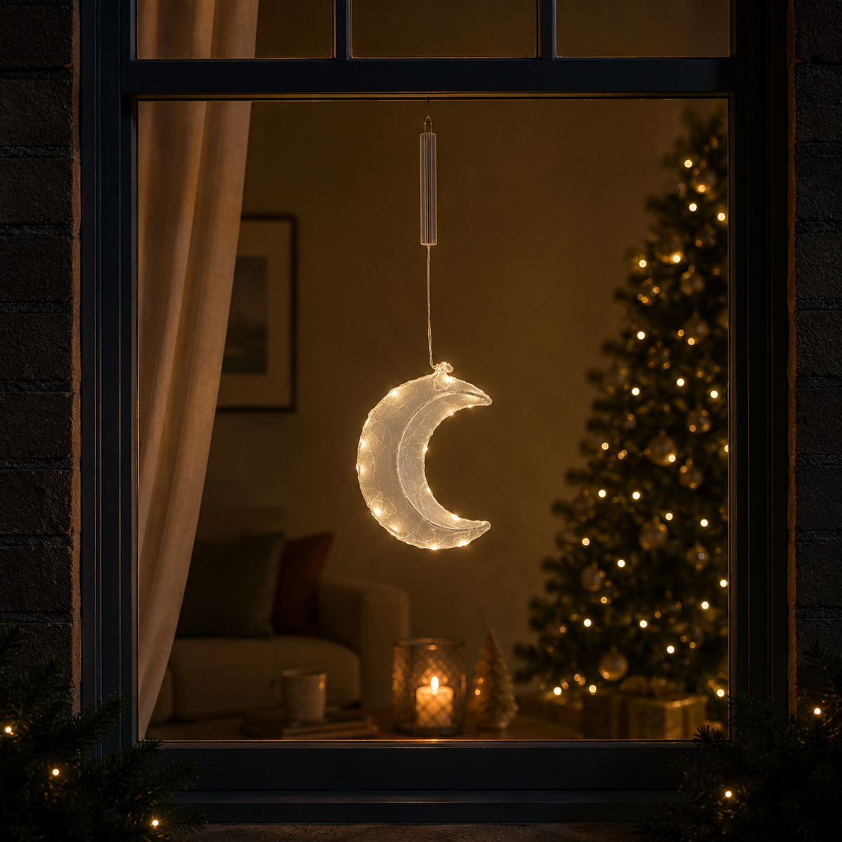 LED Moon Hanging Decoration Battery Powered 20cm