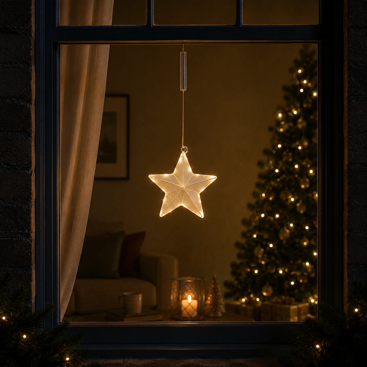 LED Star Hanging Decoration Battery Powered 17.5cm