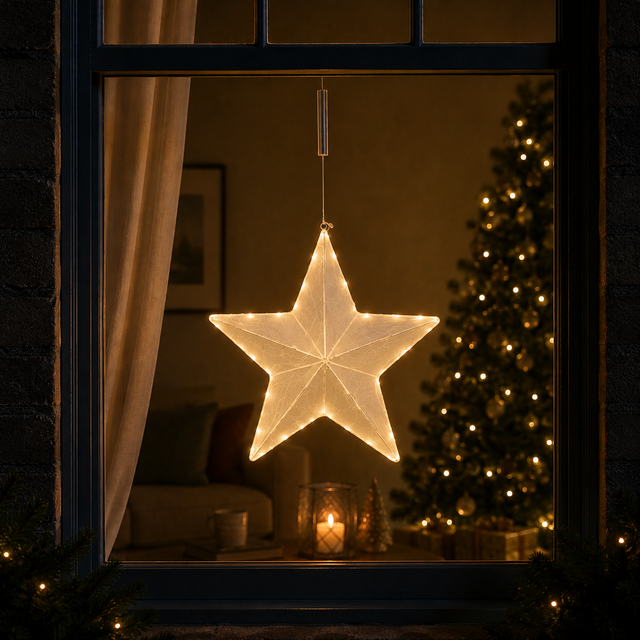 LED Star Hanging Decoration Battery Powered 38.5cm
