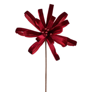 Bordeaux Velvet Poinsettia Stem 27cm