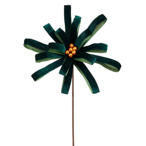Large Emerald Green Velvet Poinsettia Stem 27cm