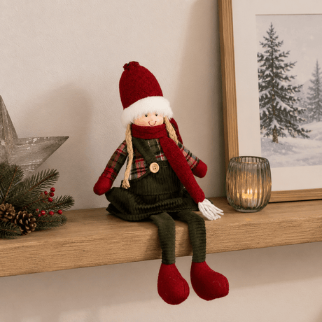 Christmas Girl Dangle Decoration Red 41cm - XMAS SOFT DECOS - Beattys of Loughrea