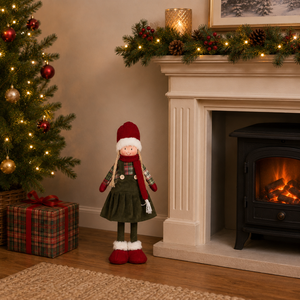 Christmas Girl Extendable Decoration Red 40–65cm