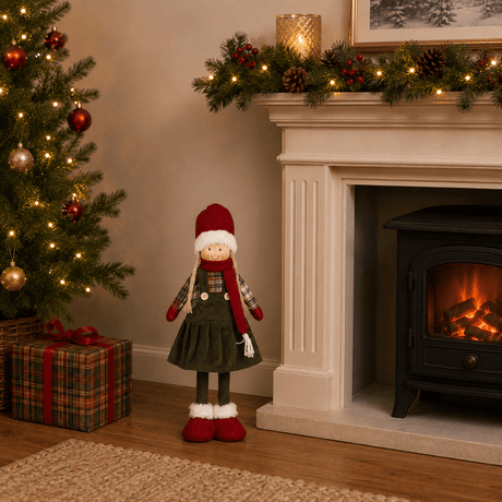 Christmas Girl Extendable Decoration Red 40–65cm - XMAS SOFT DECOS - Beattys of Loughrea