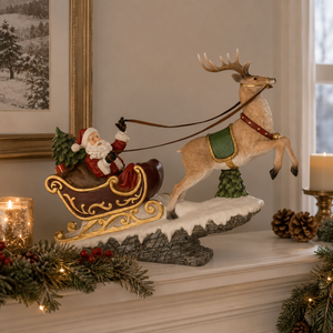 Santa in Sleigh with Reindeer Decoration 53cm
