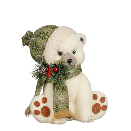 Christmas Bear Decoration 22cm - XMAS CERAMIC WOOD RESIN GLASS ORNAMENTS - Beattys of Loughrea