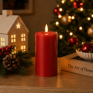 LED Candle Red Battery Operated with Timer 15cm