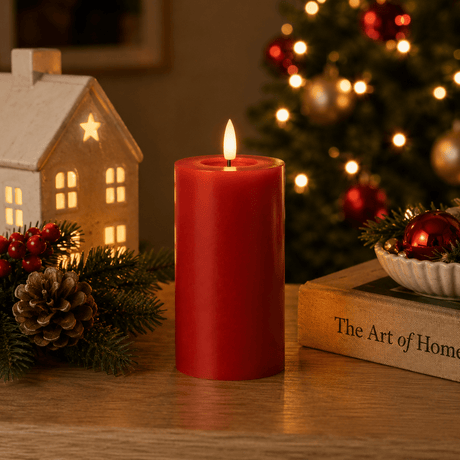 LED Candle Red Battery Operated with Timer 15cm - BATTERY LED CANDLES - Beattys of Loughrea