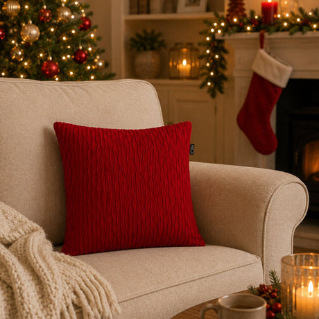 Facetto Cushion Red 45cm - XMAS SOFT DECOS - Beattys of Loughrea