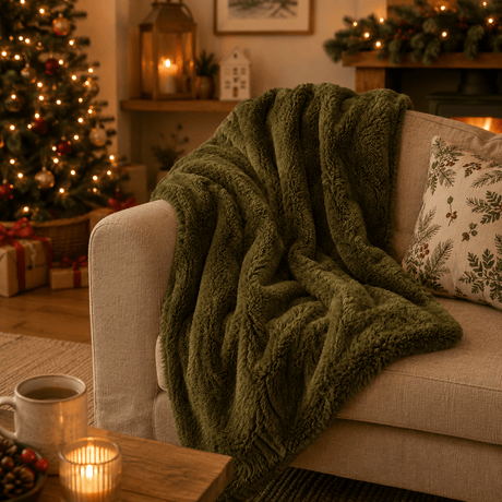 Alaska Fleece Throw Dark Green 160cm x 130cm - XMAS SOFT DECOS - Beattys of Loughrea