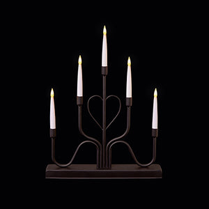 Premier Battery Operated Black Metal Heart Candle Bridge 32cm