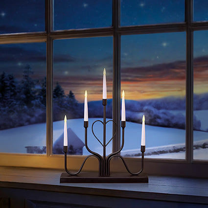 Premier Battery Operated Black Metal Heart Candle Bridge 32cm
